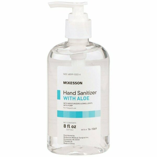 Mckesson Gel Hand Sanitizer with Aloe, 8 oz. Pump Bottle, 24PK 16-1069